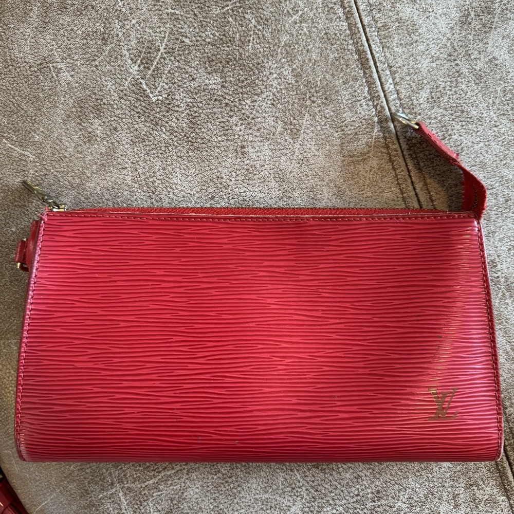 Vintage Louis Vuitton Epi Pochette Accessories Red Leather Clutch France - Picture 6 of 16